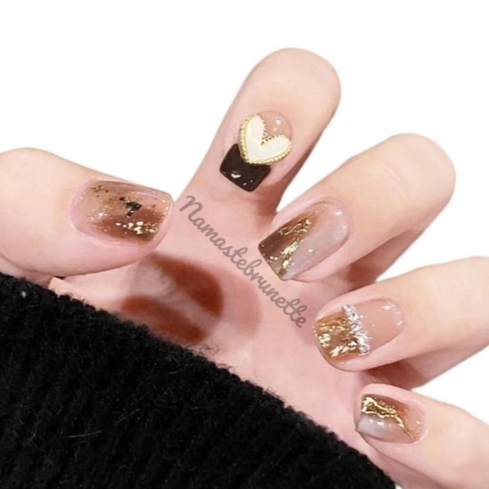 2/$16 Heart Rhinestone Press On Nails